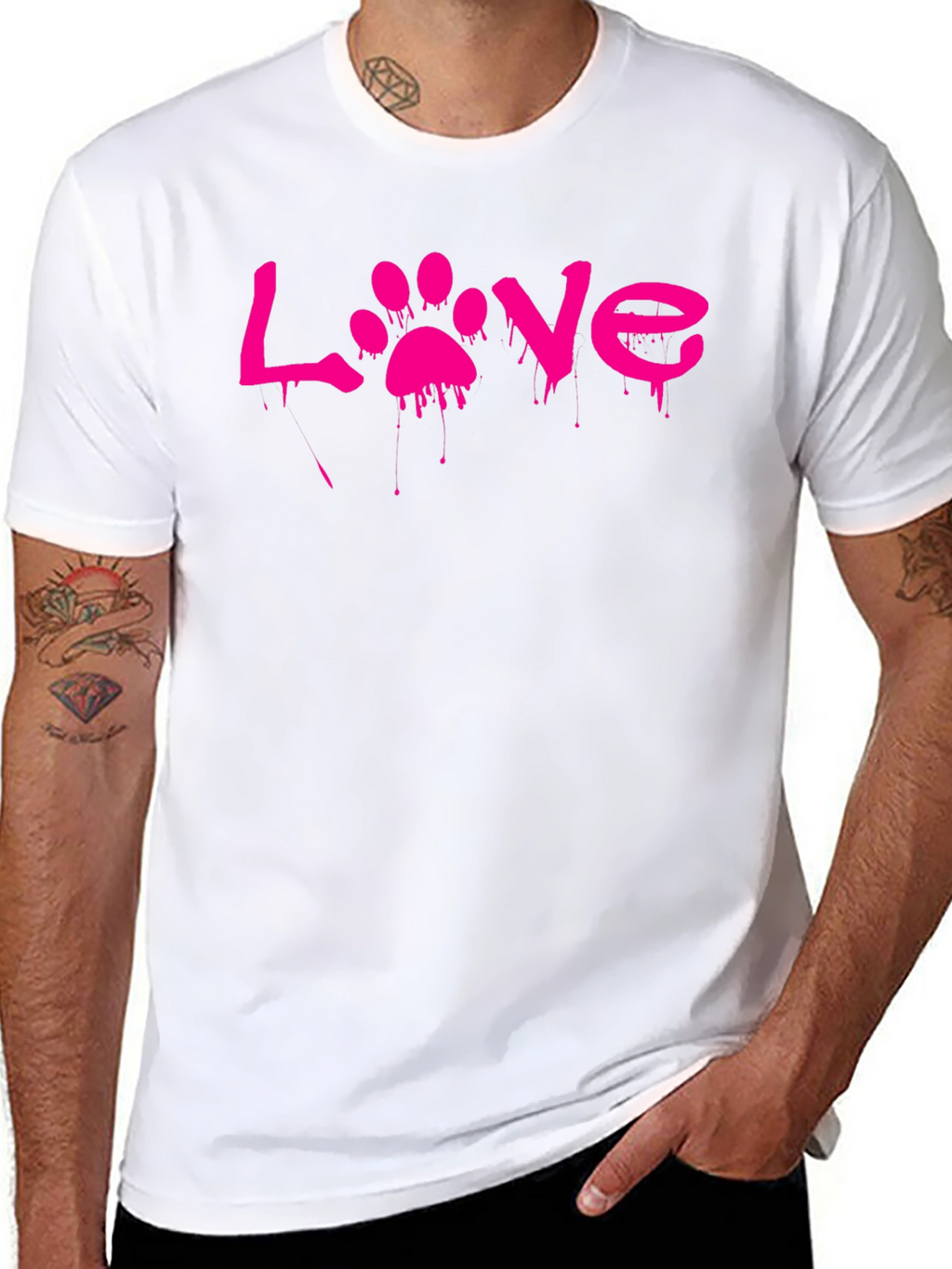 Love Paw Print Graphic T-Shirt - Black