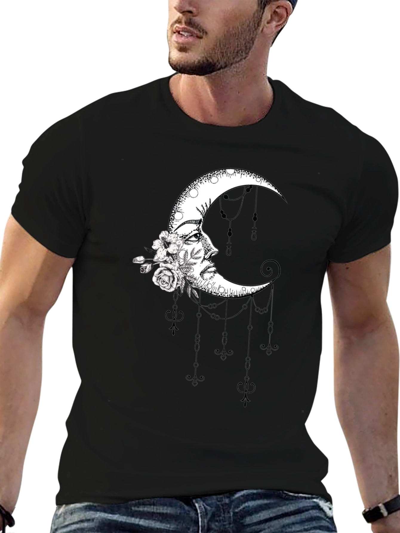 Moon Goddess Graphic T-Shirt - Stylish Black Tee