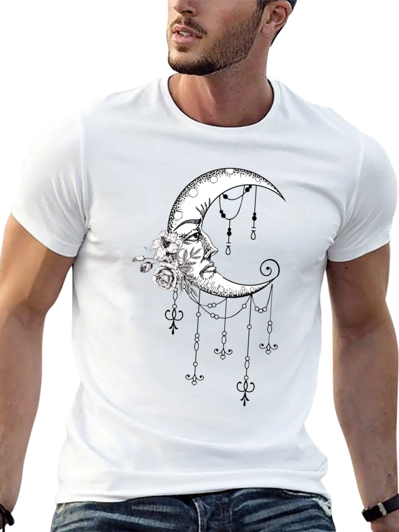 Moon Goddess Graphic T-Shirt - Stylish Black Tee