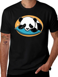 Cute Panda Pillow Black T-Shirt
