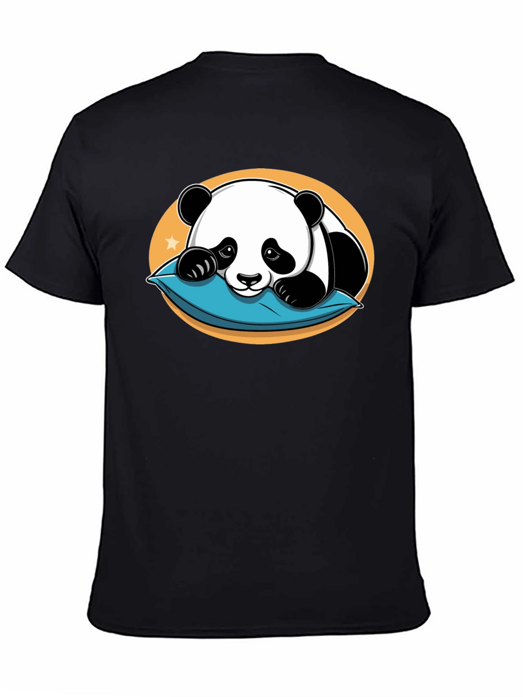 Cute Panda Pillow Black T-Shirt