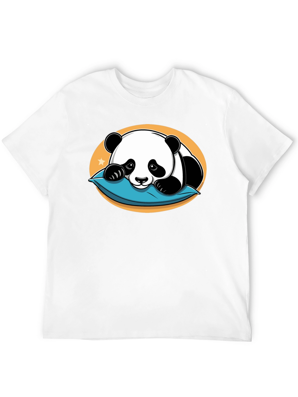 Cute Panda Pillow Black T-Shirt