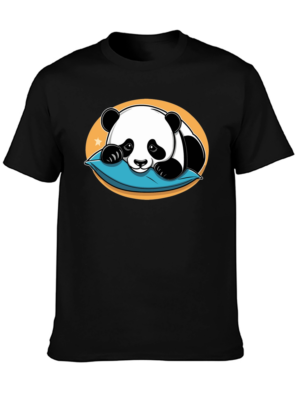 Cute Panda Pillow Black T-Shirt