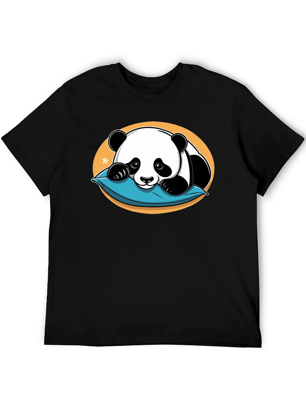 Cute Panda Pillow Black T-Shirt