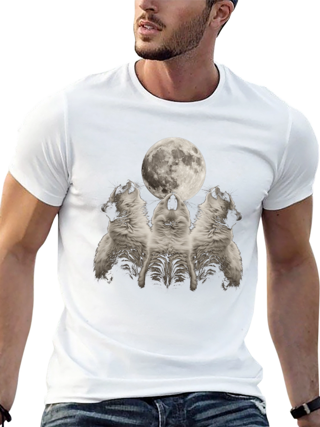 Wolf Howling at Moon Graphic Tee