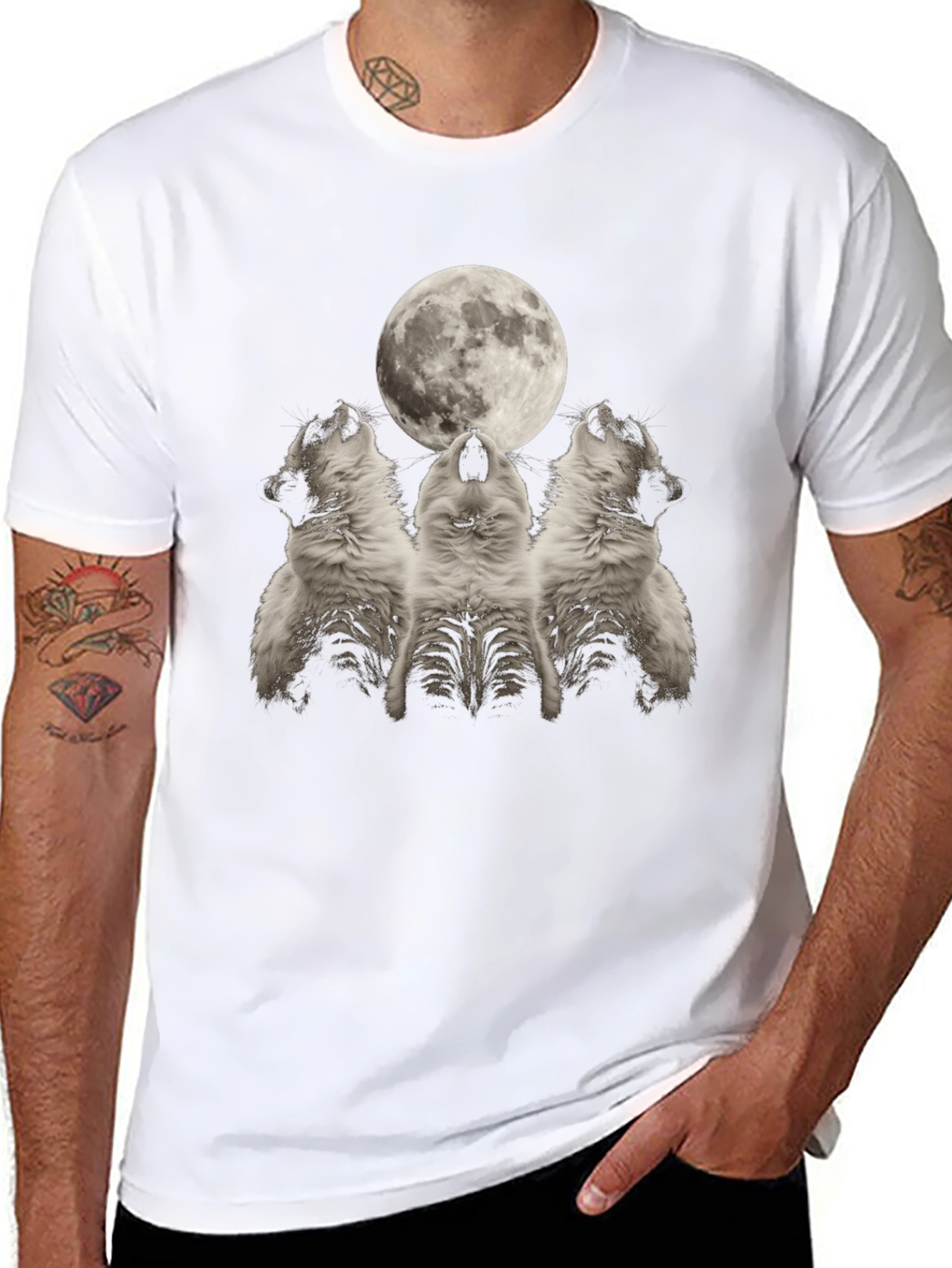 Wolf Howling at Moon Graphic Tee