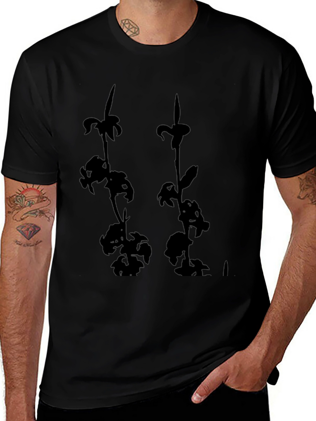 Black Floral Print Tee - Casual Style