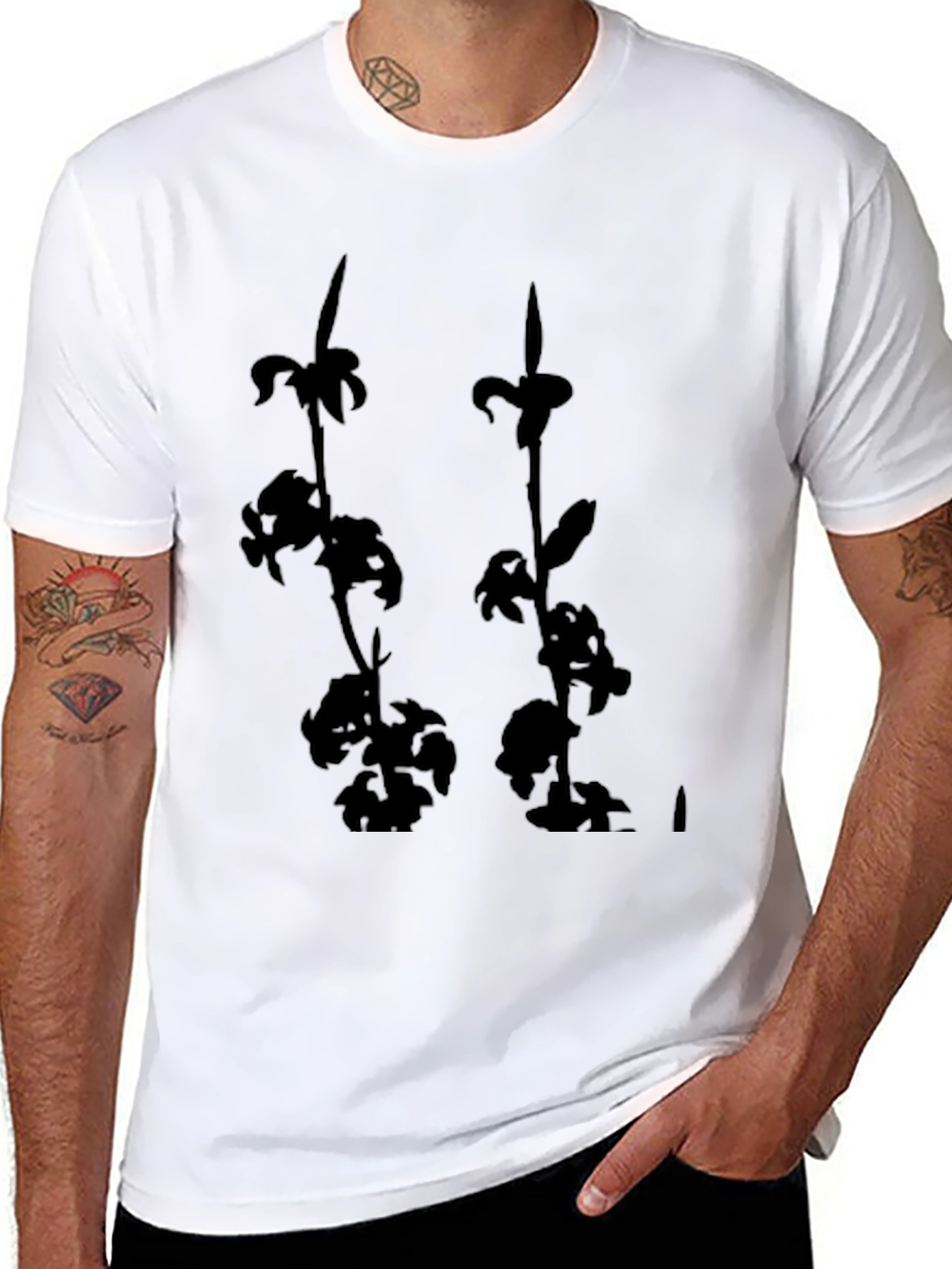 Black Floral Print Tee - Casual Style