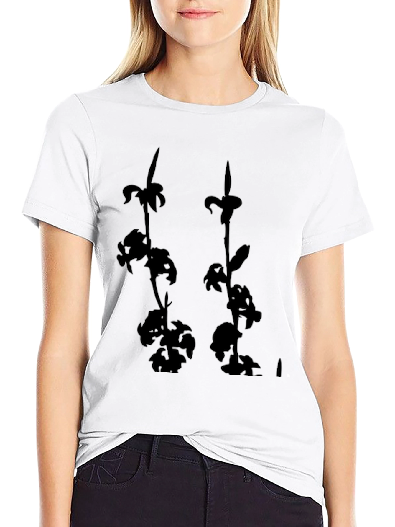 Black Floral Print Tee - Casual Style