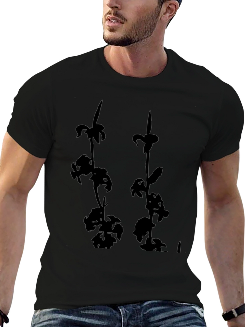 Black Floral Print Tee - Casual Style