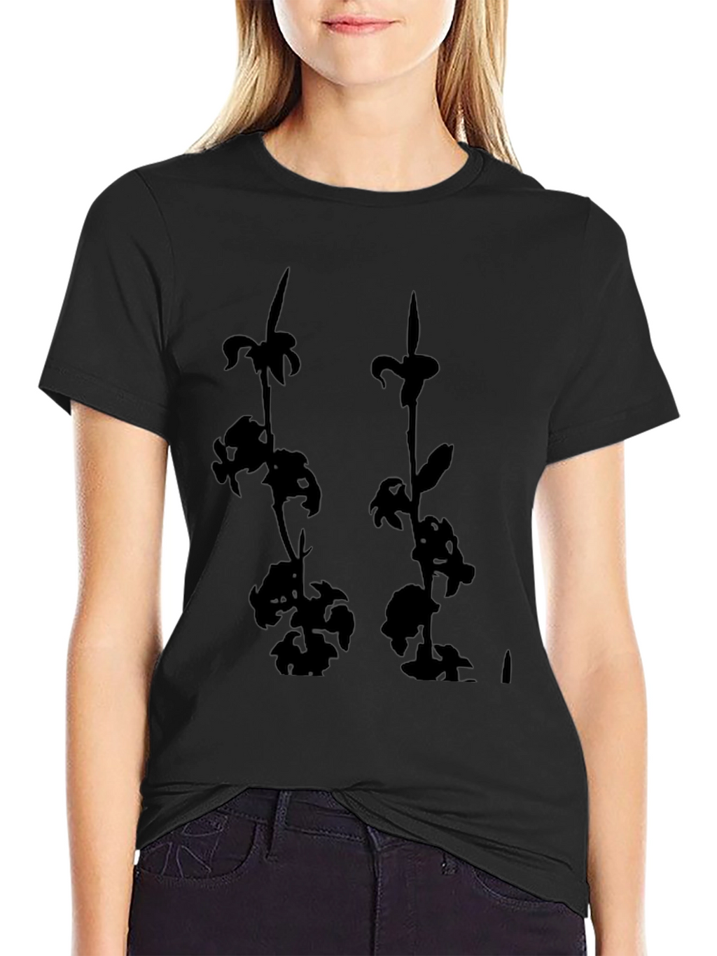 Black Floral Print Tee - Casual Style