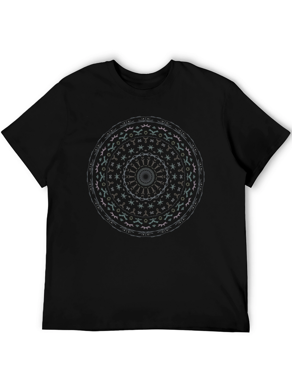 Black Mandala Graphic Print Crew Neck T-Shirt