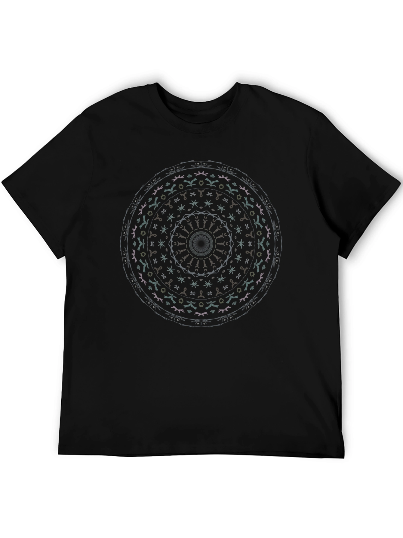Black Mandala Graphic Print Crew Neck T-Shirt