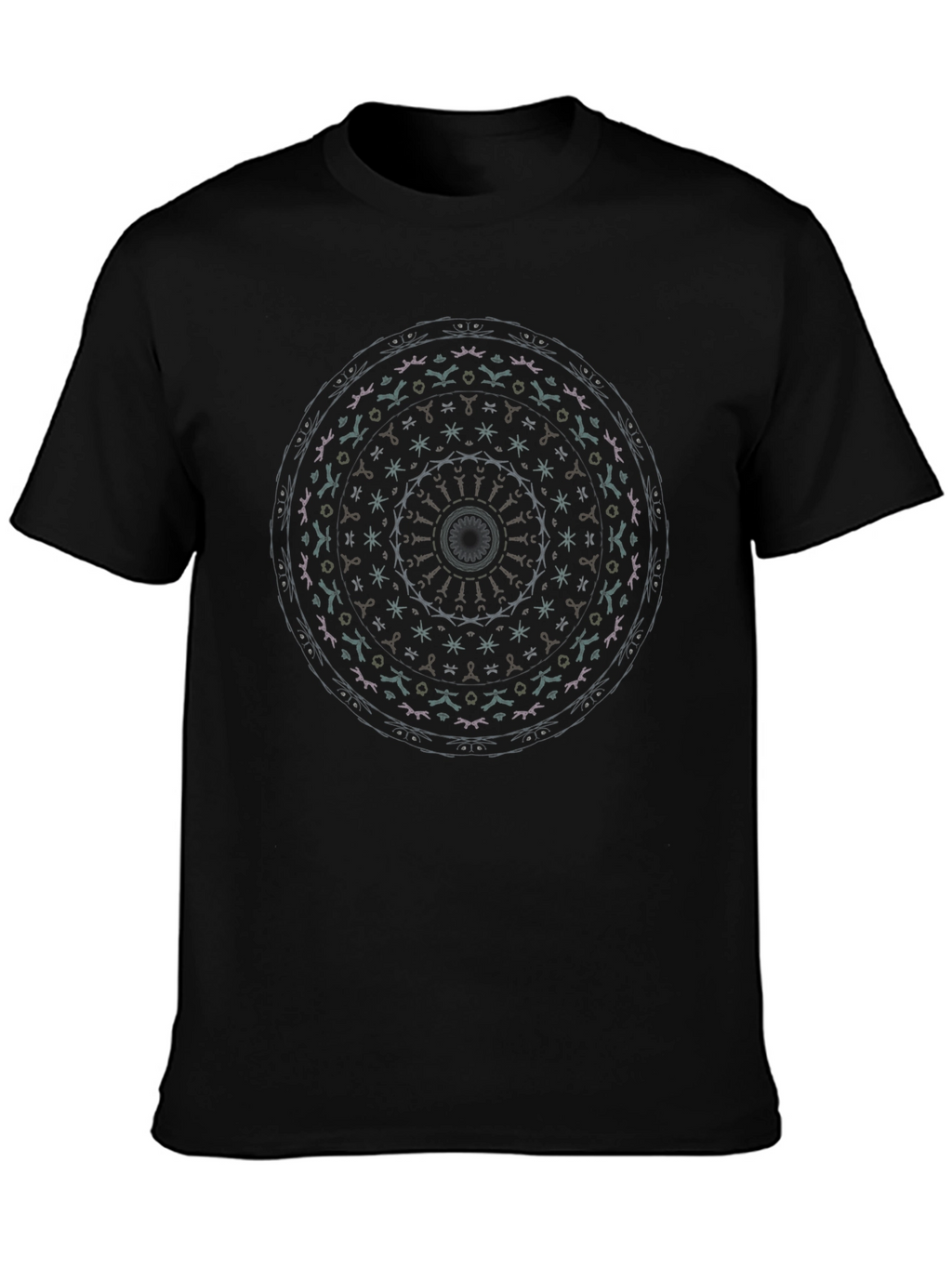 Black Mandala Graphic Print Crew Neck T-Shirt