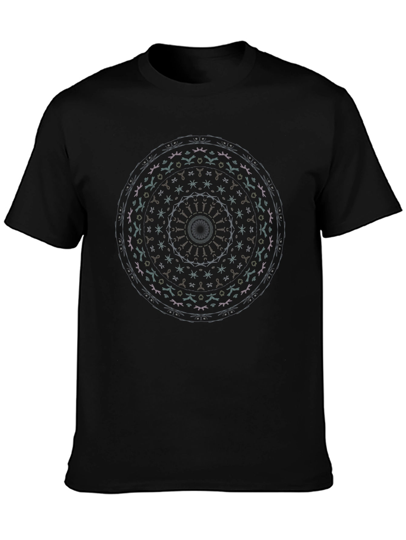 Black Mandala Graphic Print Crew Neck T-Shirt