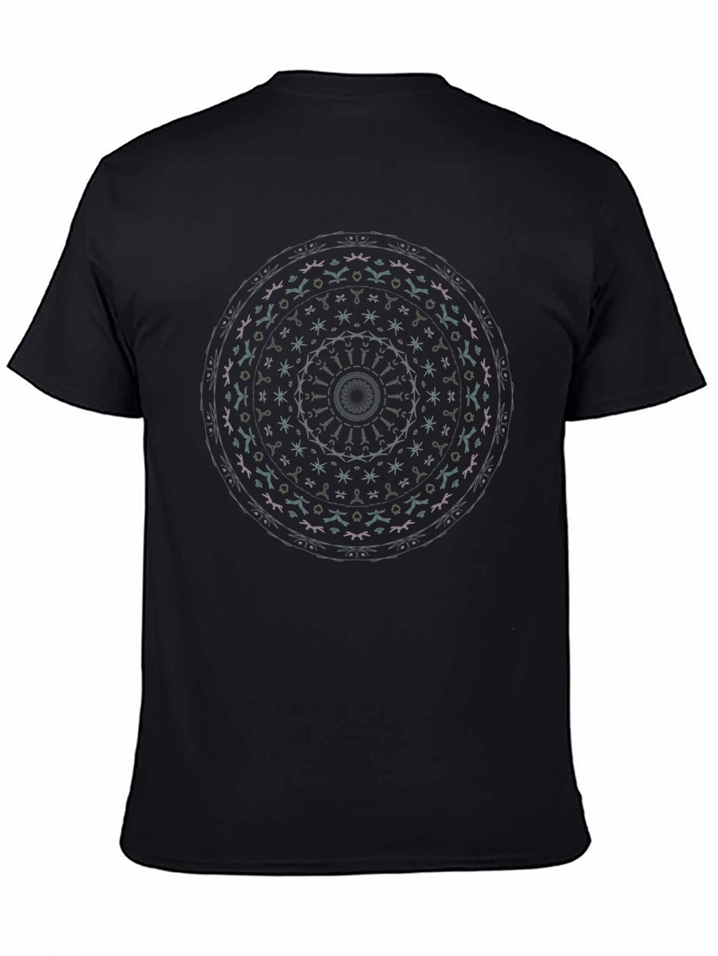 Black Mandala Graphic Print Crew Neck T-Shirt