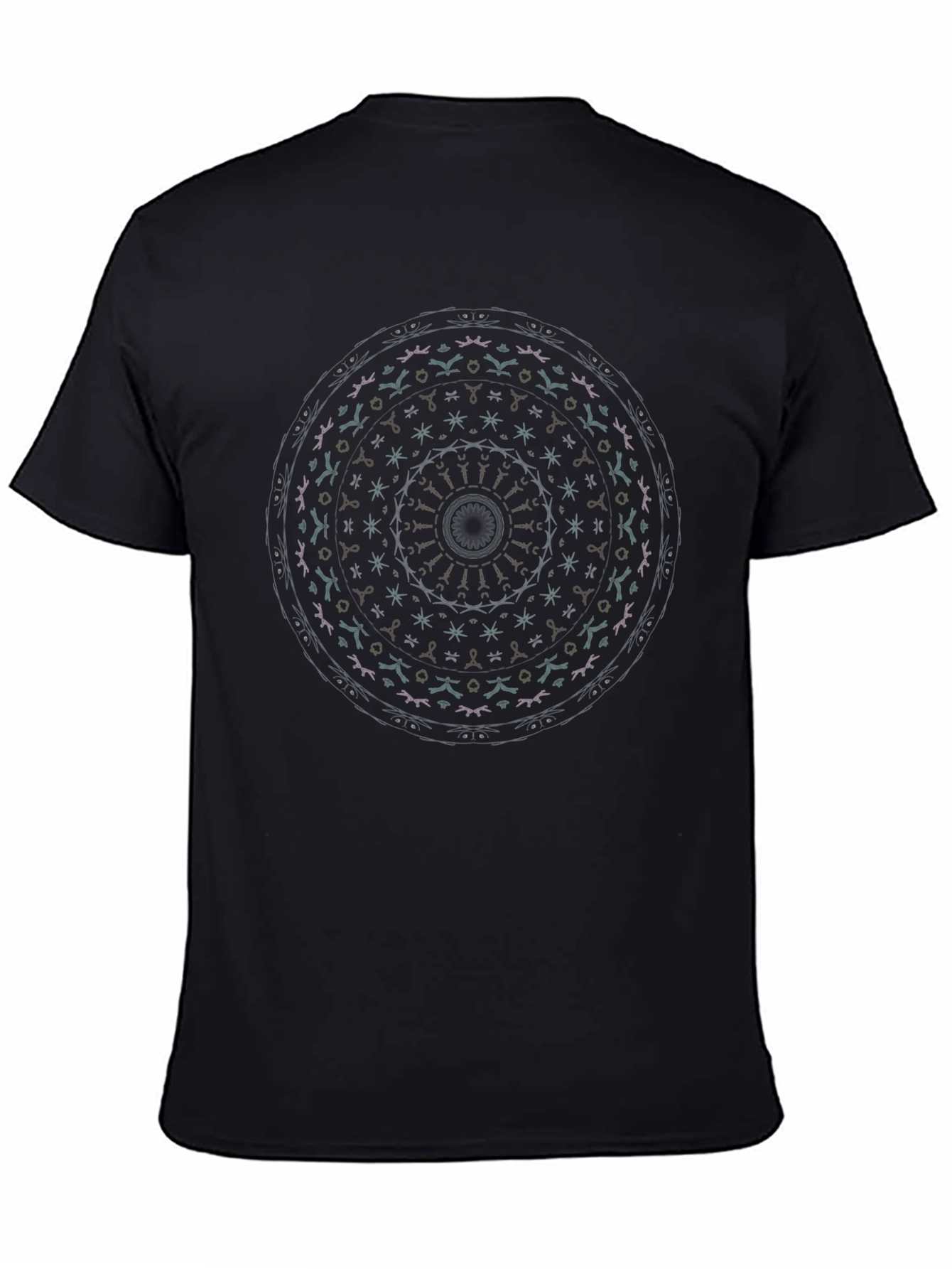 Black Mandala Graphic Print Crew Neck T-Shirt