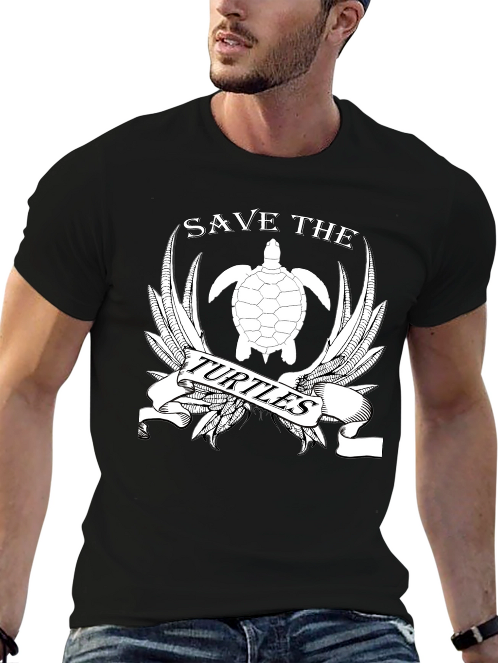 Save the Turtles Graphic T-Shirt - Black