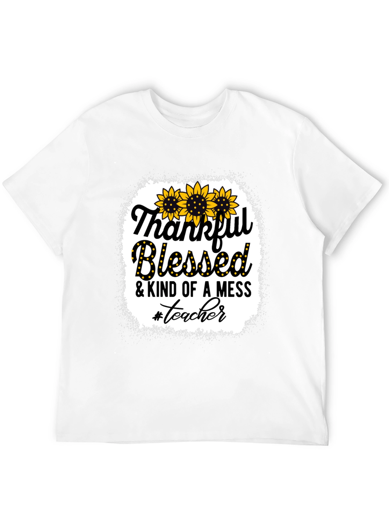 Thankful Blessed Mess Teacher T-Shirt