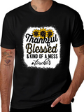 Thankful Blessed Mess Teacher T-Shirt