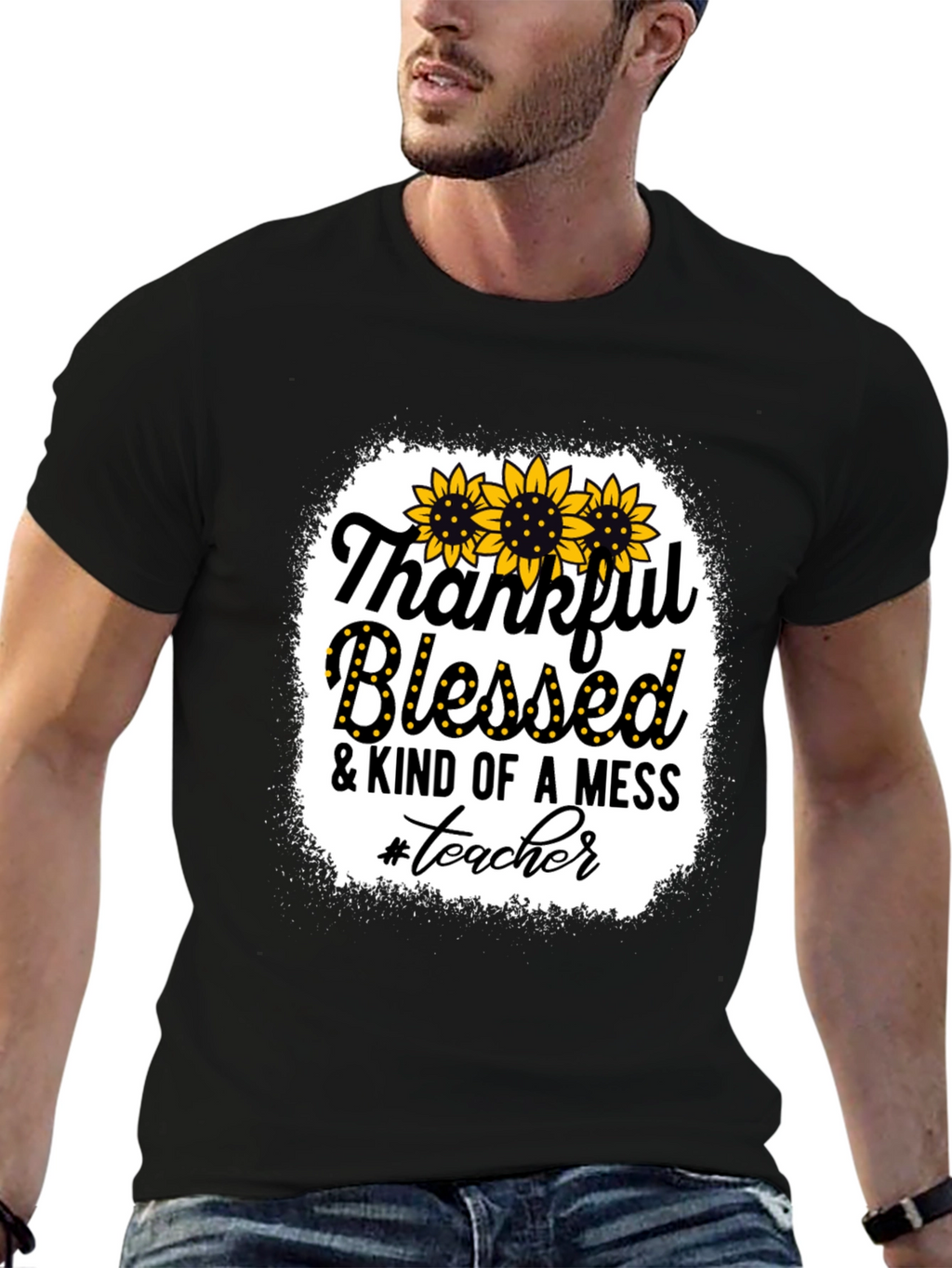 Thankful Blessed Mess Teacher T-Shirt