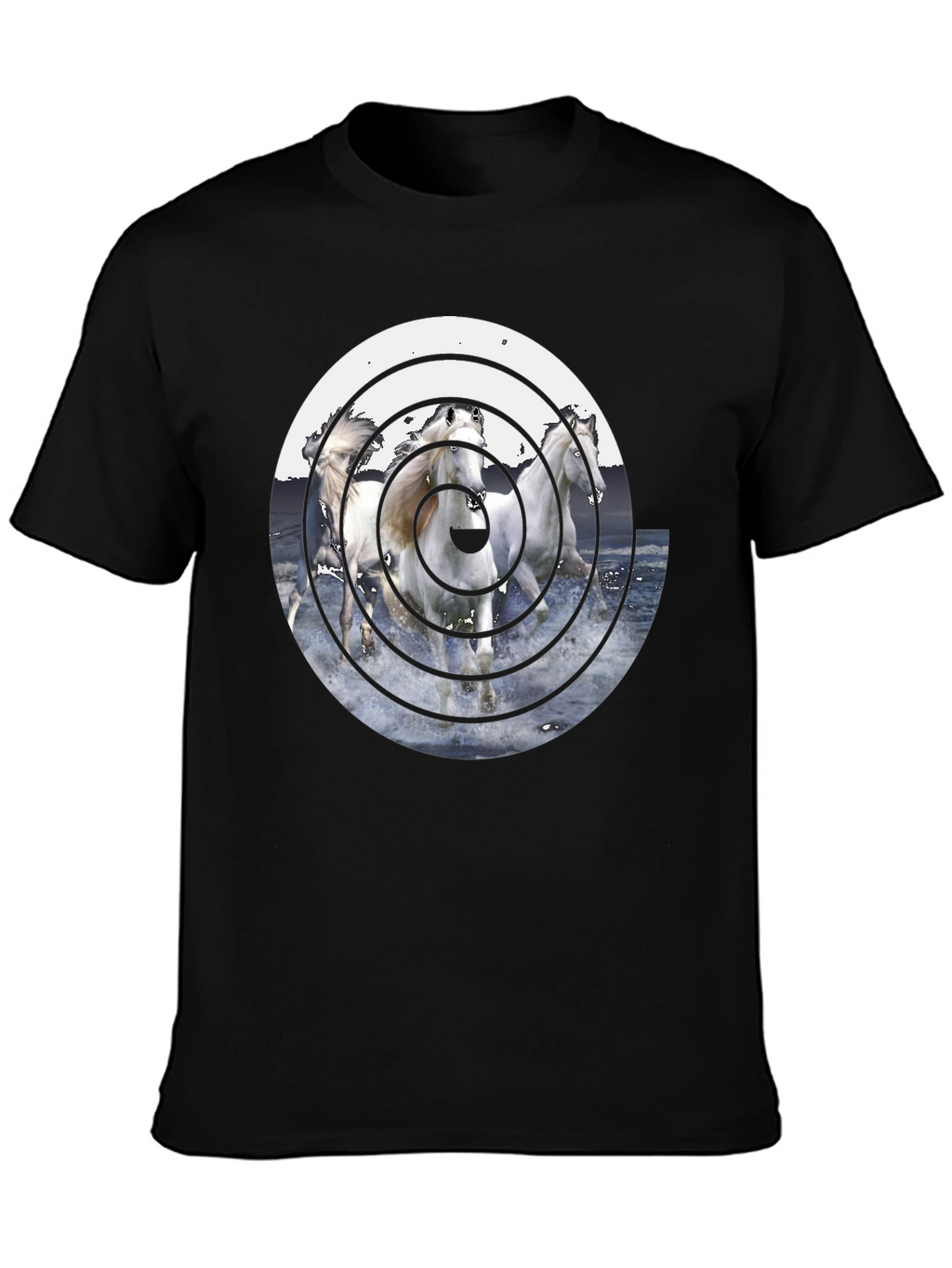 Horse Art Graphic Tee - Mens Black T-Shirt