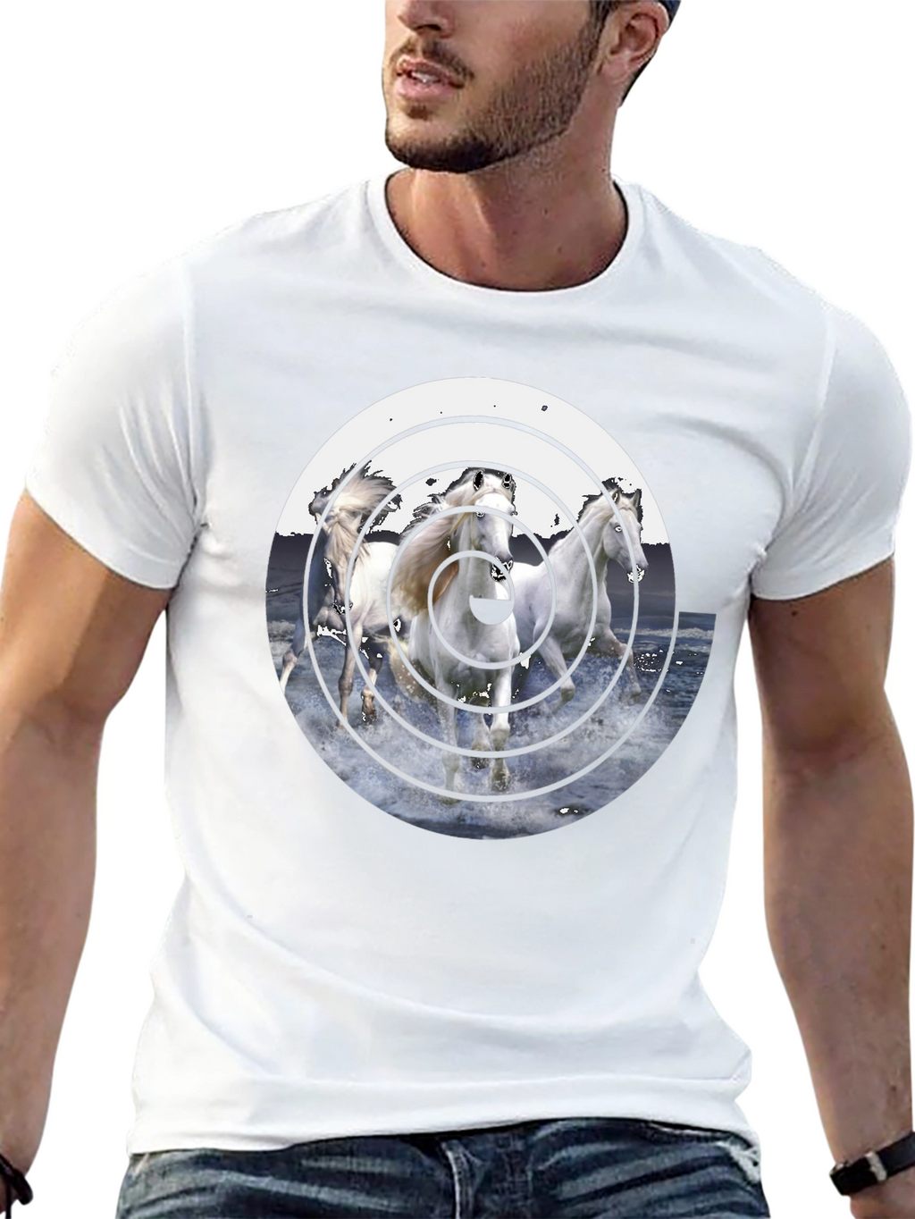 Horse Art Graphic Tee - Mens Black T-Shirt