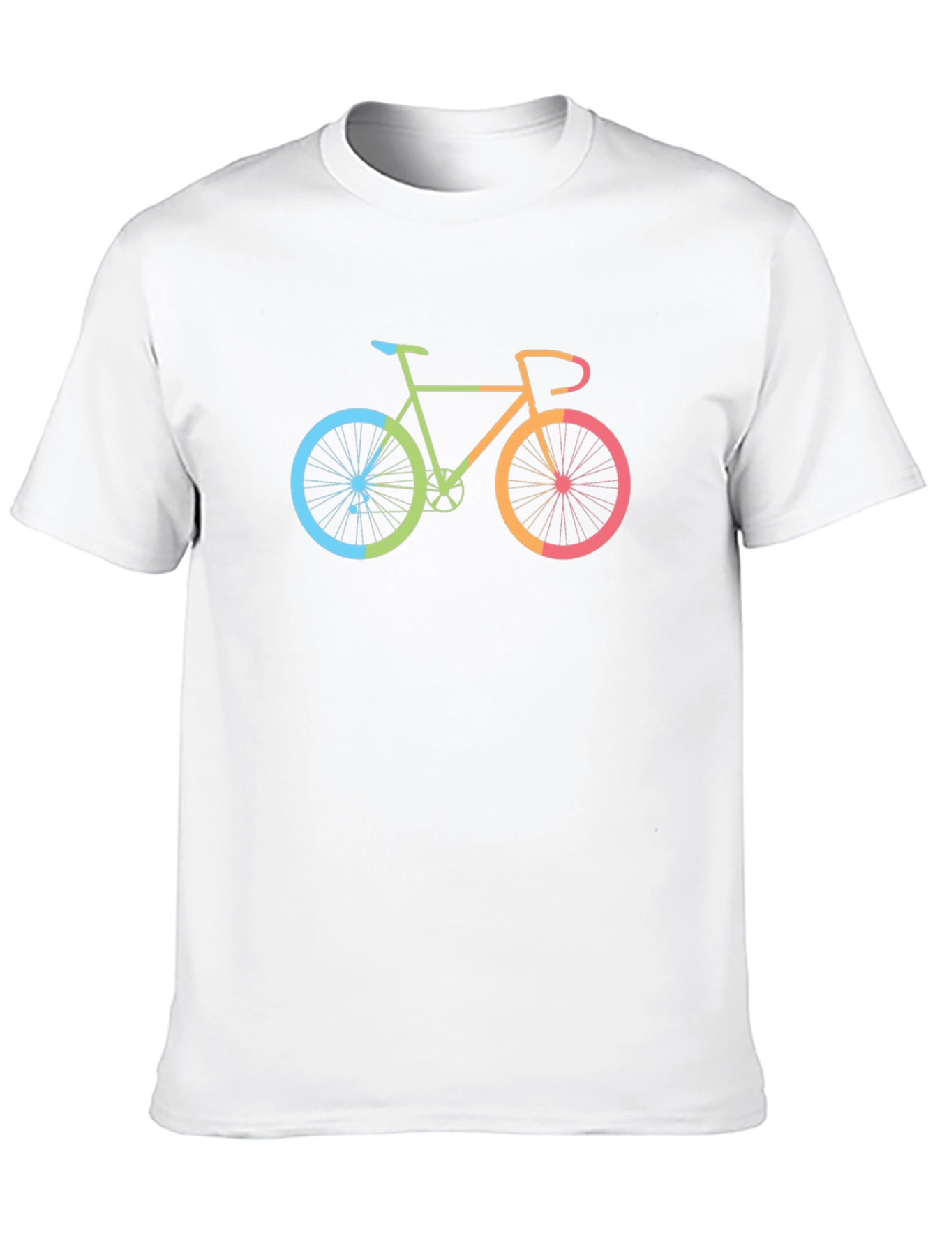 Colorful Bike Graphic Tee - Black Cotton T-Shirt