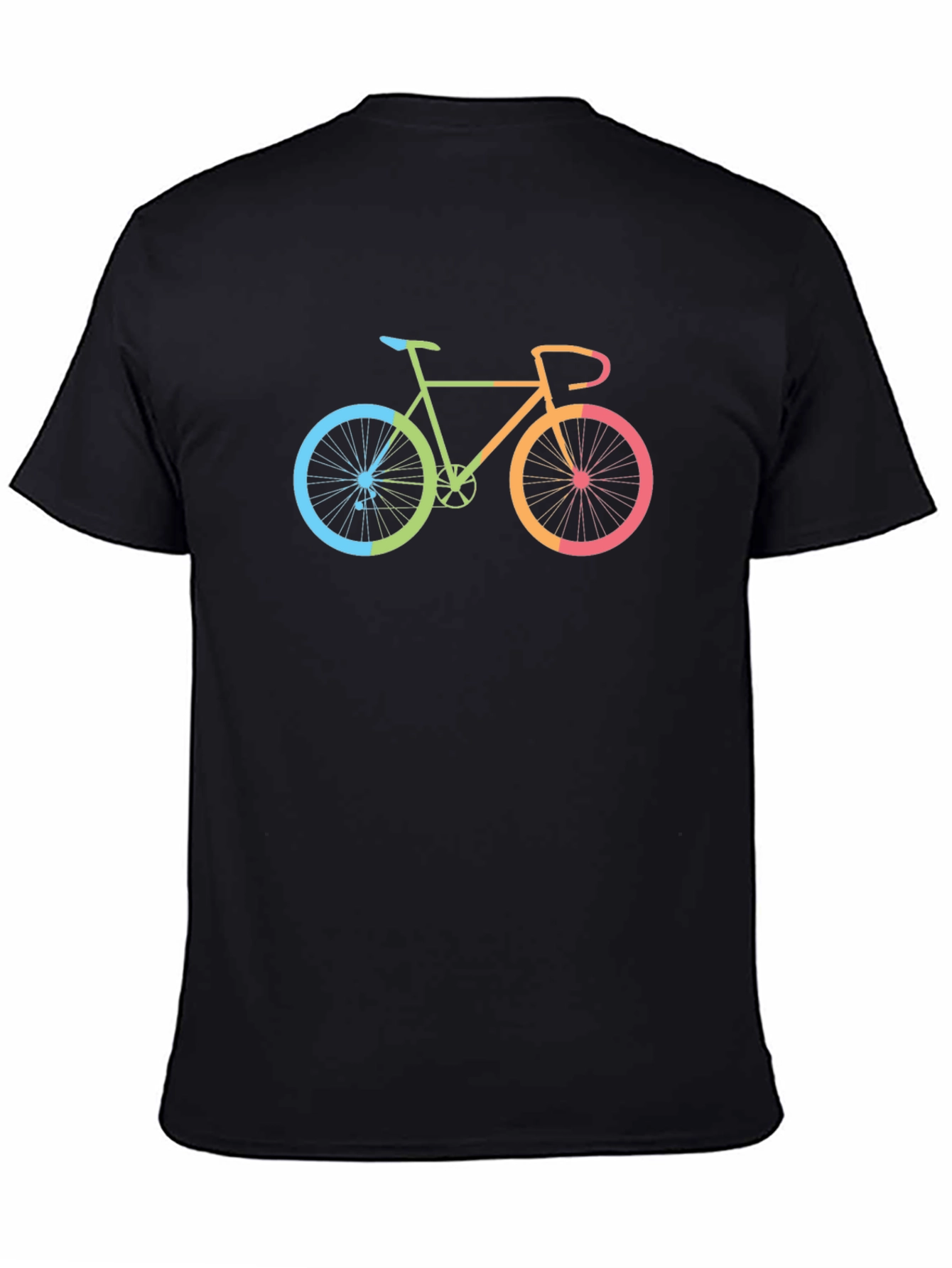 Colorful Bike Graphic Tee - Black Cotton T-Shirt