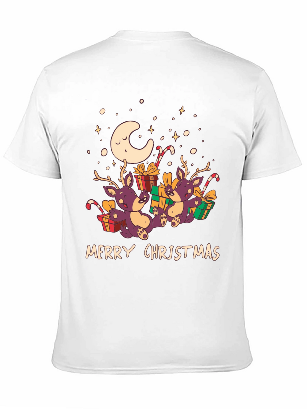 Merry Christmas Reindeer Graphic Tee - Black