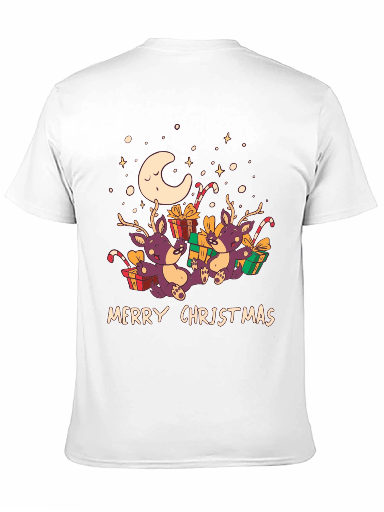 Merry Christmas Reindeer Graphic Tee - Black
