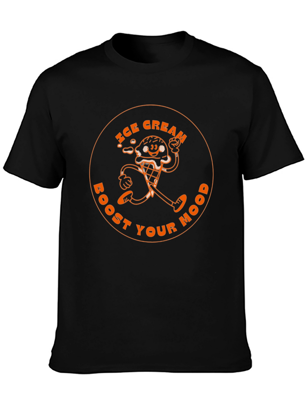 Ice Cream Boost Your Mood Black Graphic T-Shirt