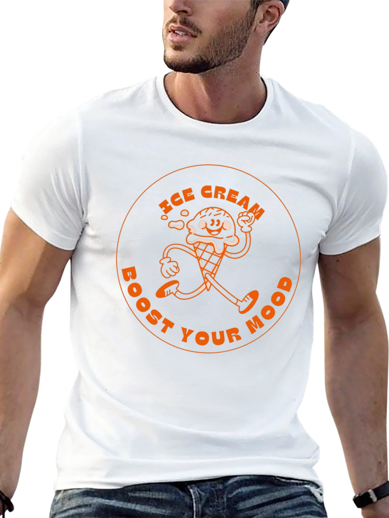 Ice Cream Boost Your Mood Black Graphic T-Shirt
