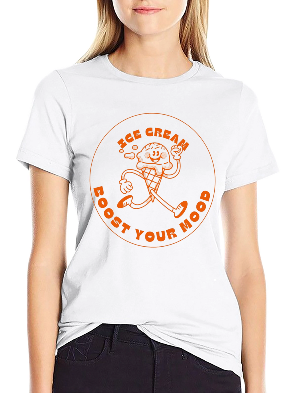 Ice Cream Boost Your Mood Black Graphic T-Shirt