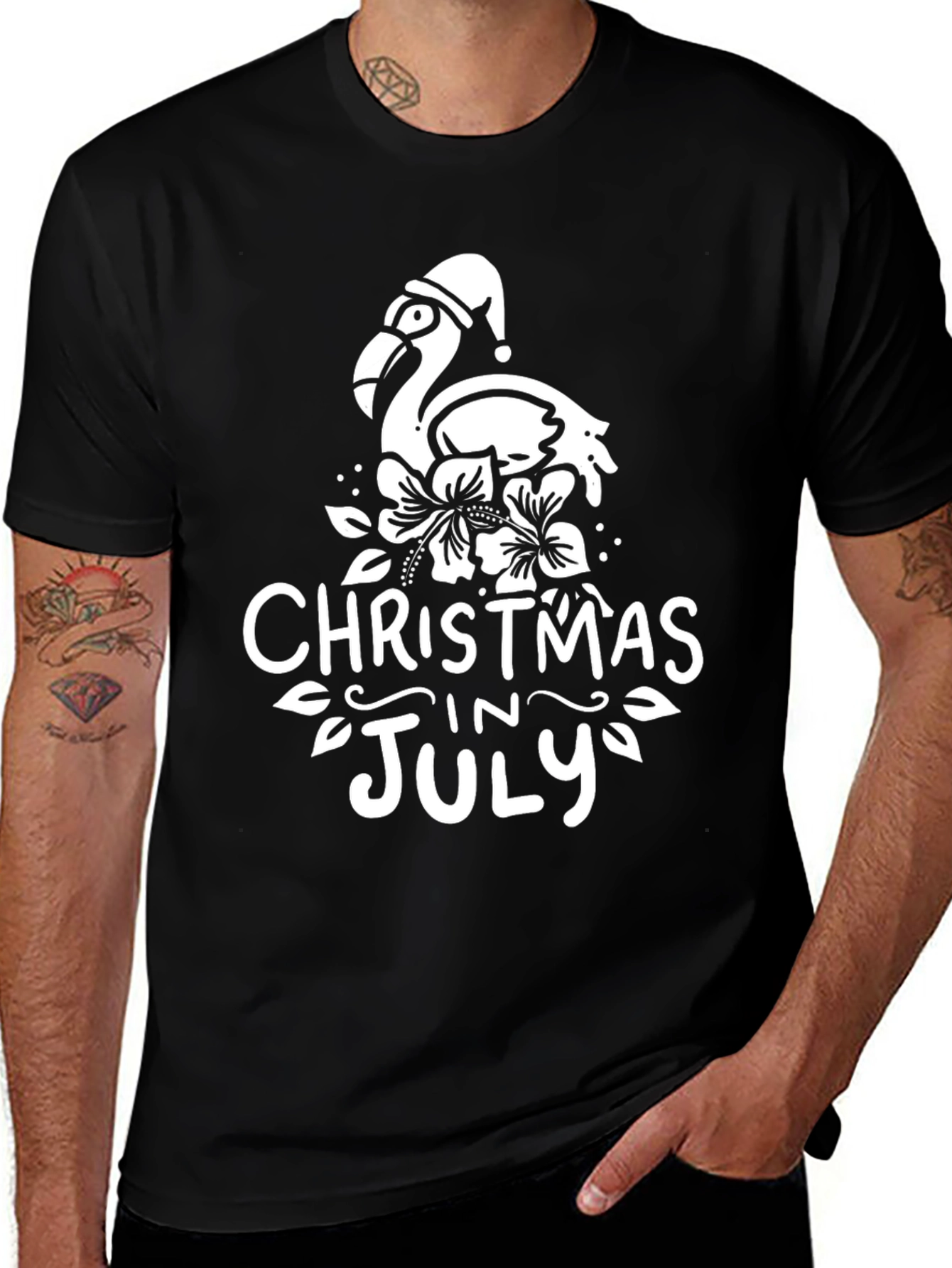 Christmas in July Flamingo Graphic Tee