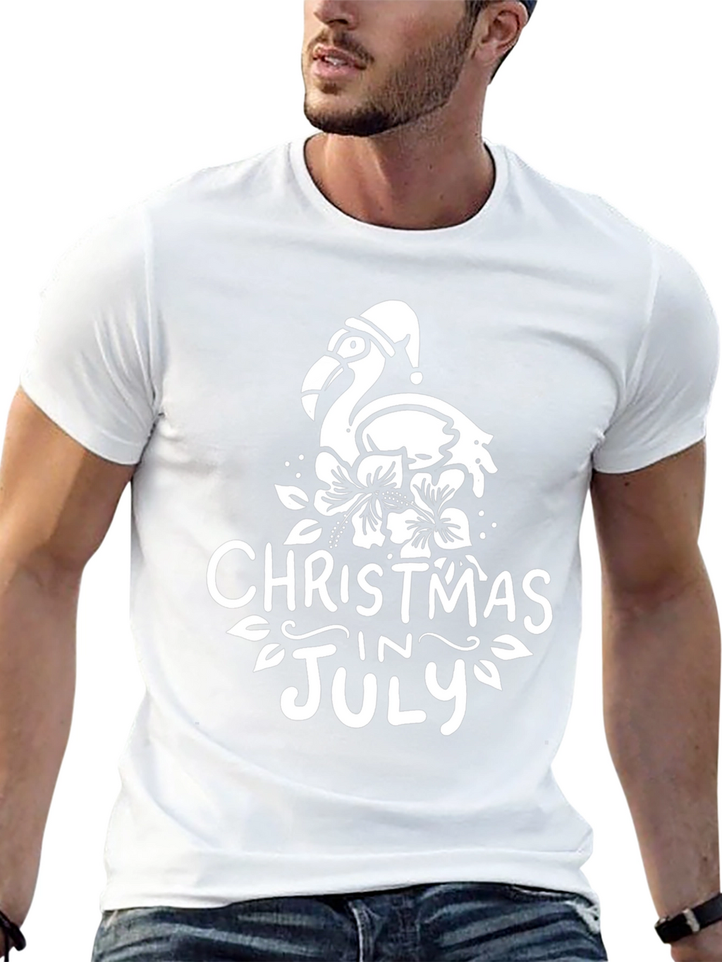 Christmas in July Flamingo Graphic Tee