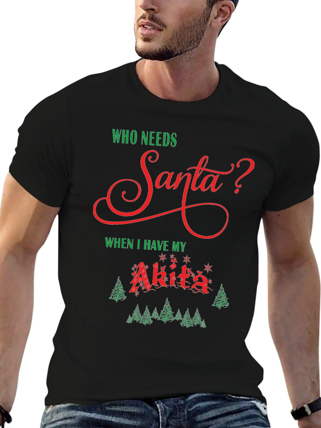 Who Needs Santa? Akita Dog Christmas Holiday T-Shirt