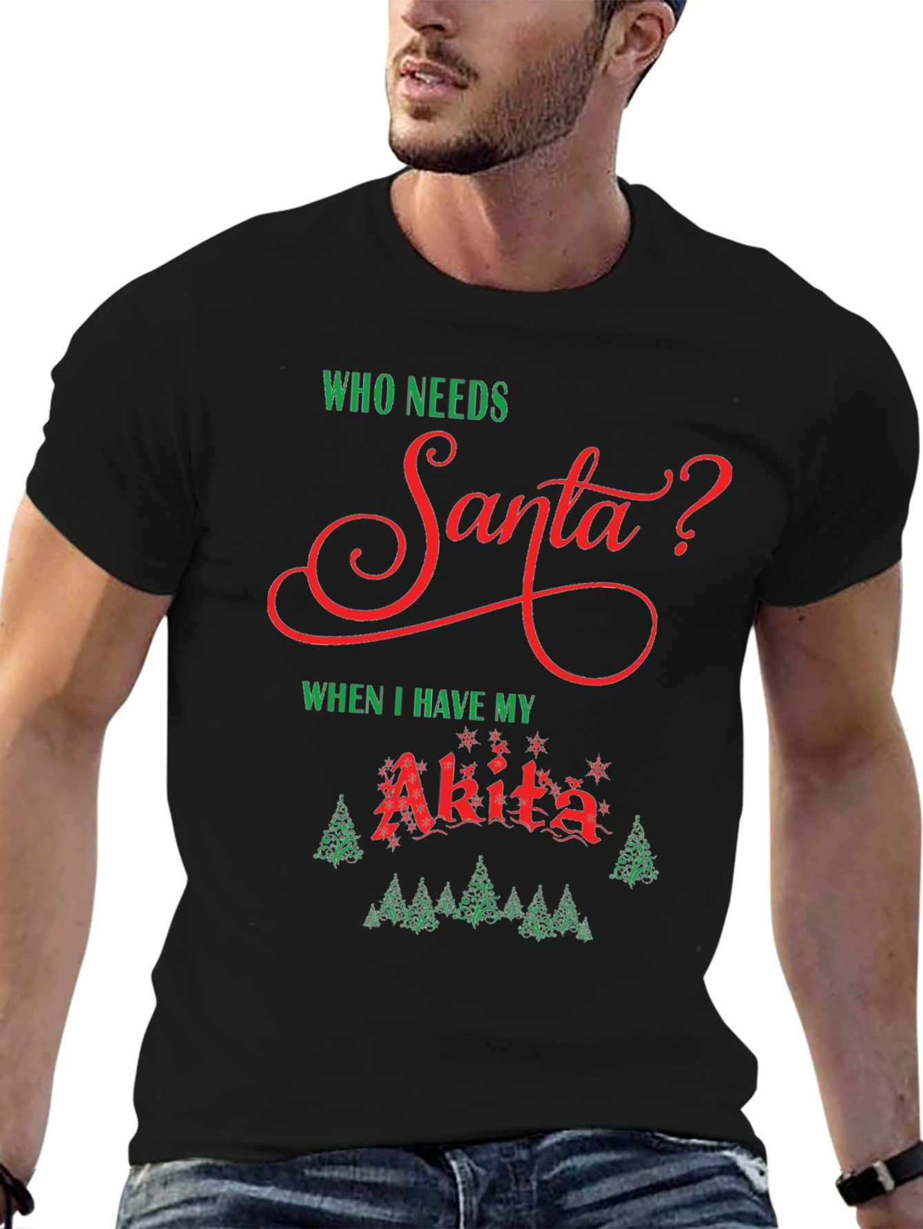 Who Needs Santa? Akita Dog Christmas Holiday T-Shirt