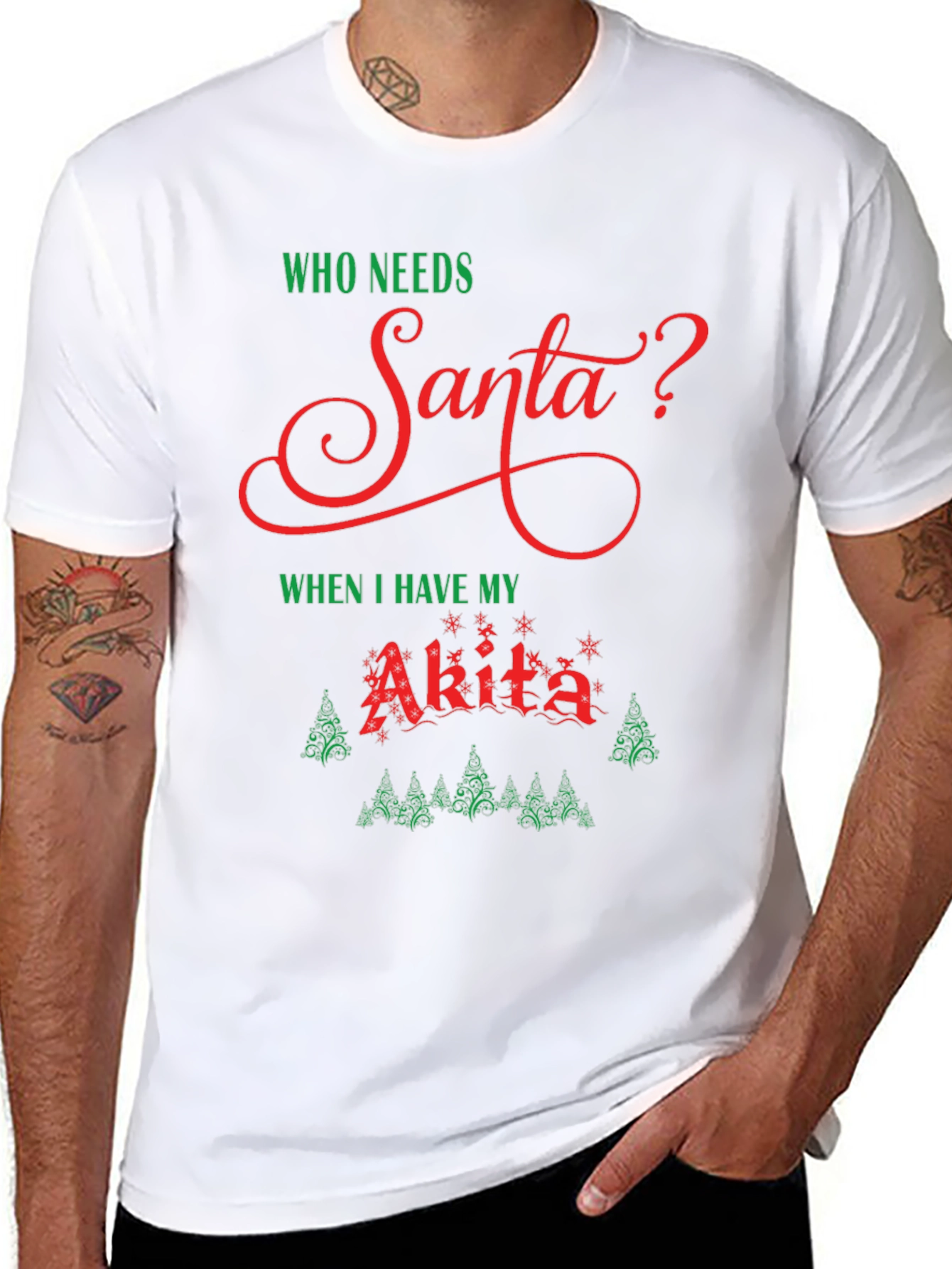 Who Needs Santa? Akita Dog Christmas Holiday T-Shirt