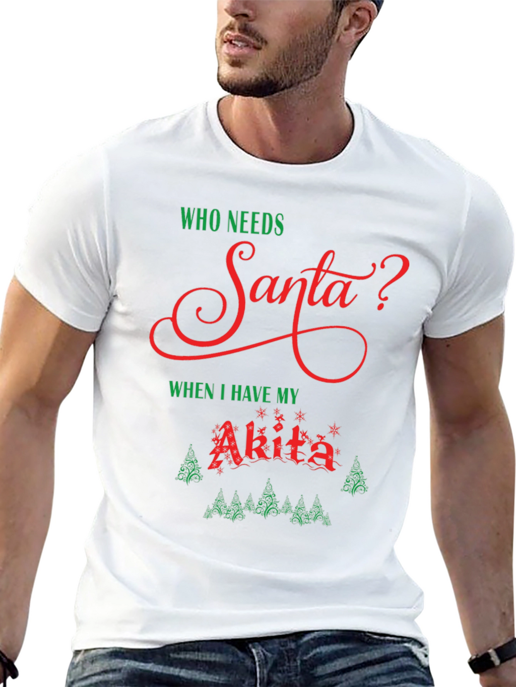 Who Needs Santa? Akita Dog Christmas Holiday T-Shirt