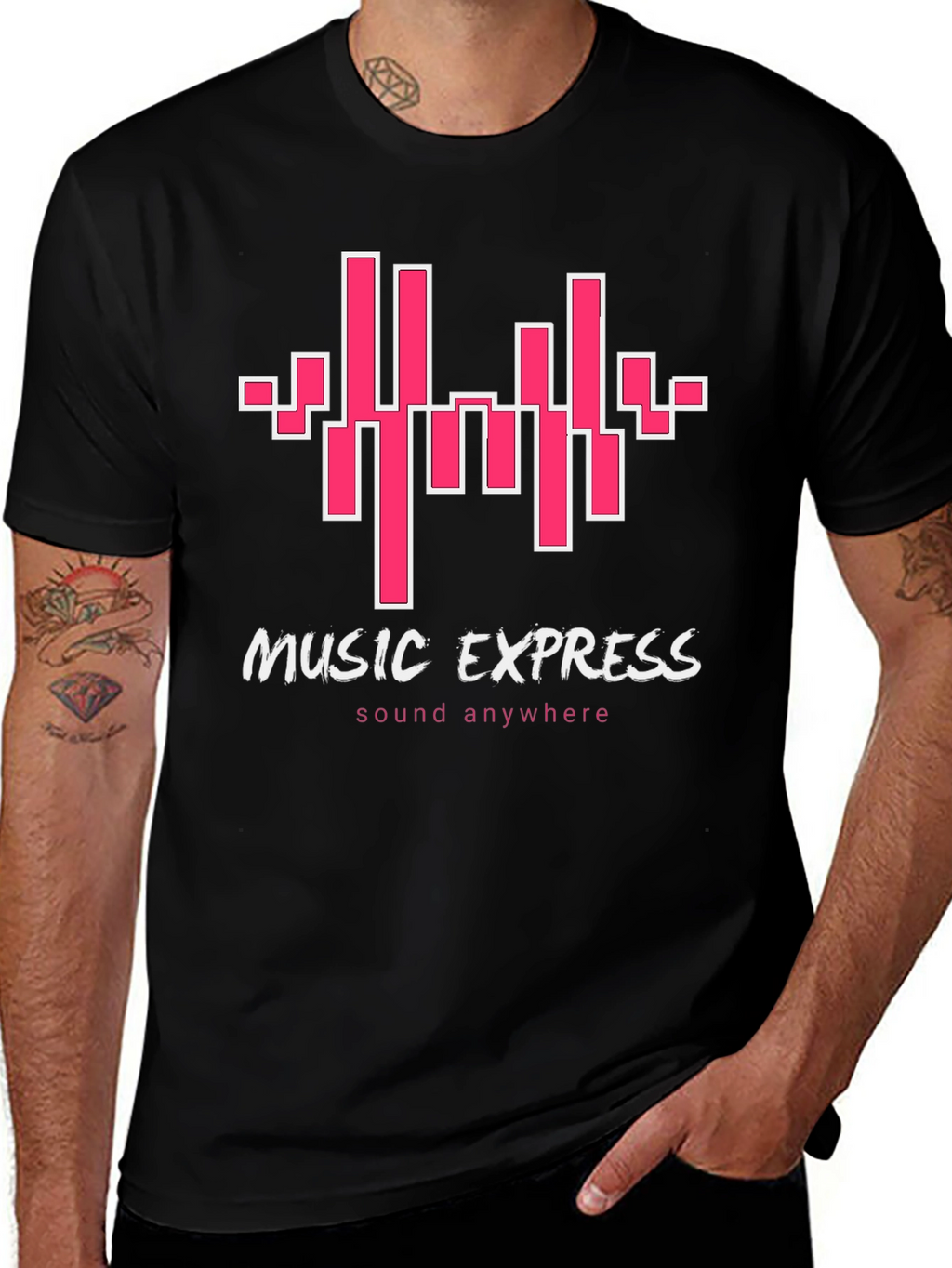 Music Express Black Graphic Tee - Sound Anywhere