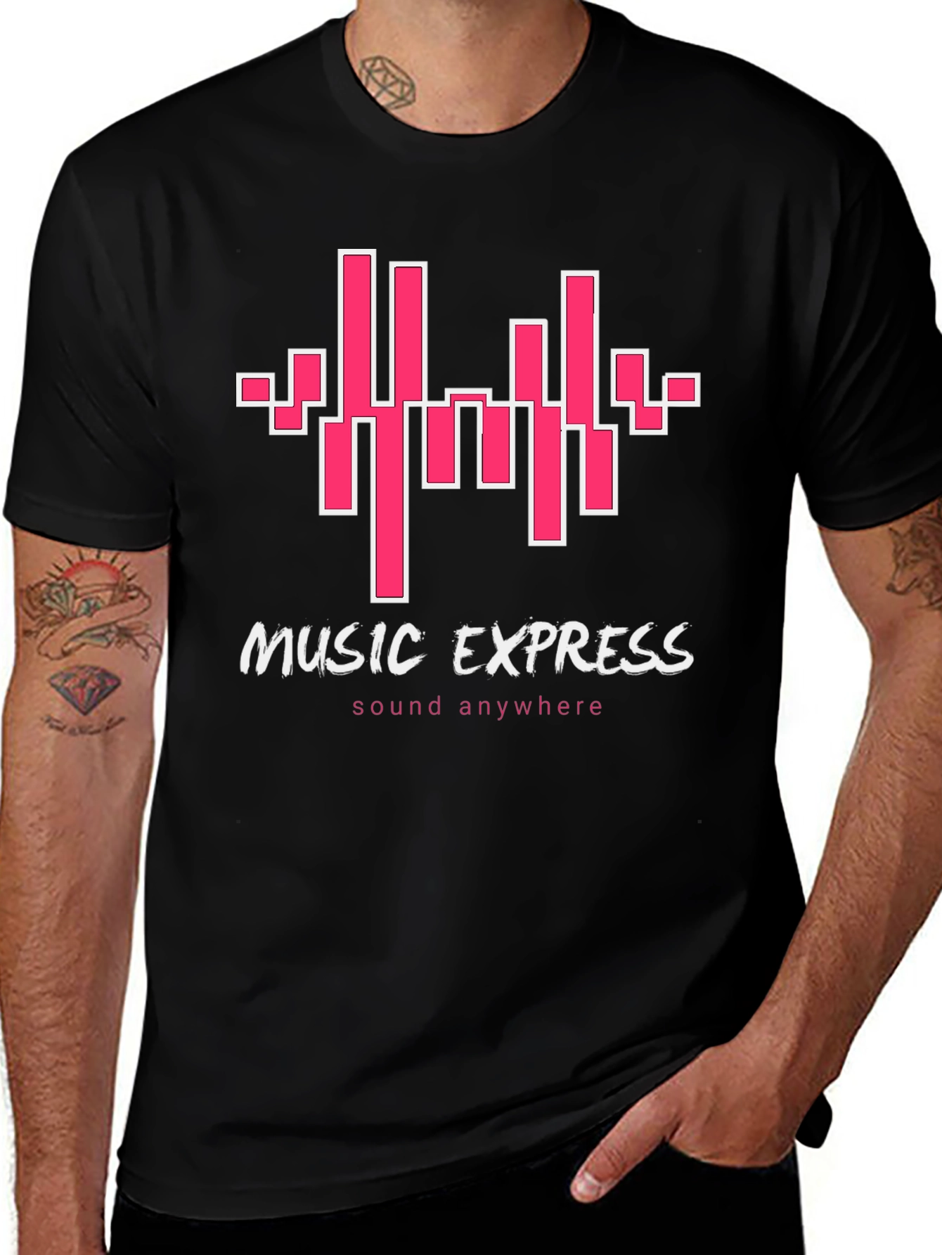 Music Express Black Graphic Tee - Sound Anywhere