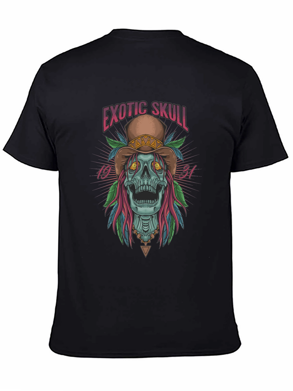 Exotic Skull Graphic Print Black T-Shirt