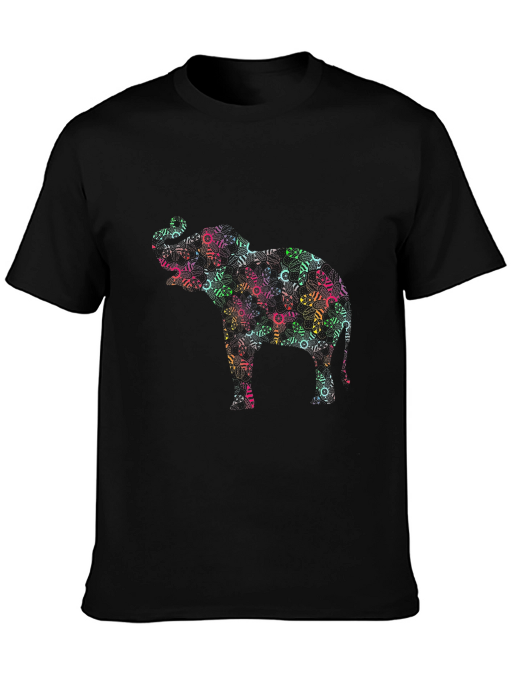 Abstract Elephant Graphic Black T-Shirt