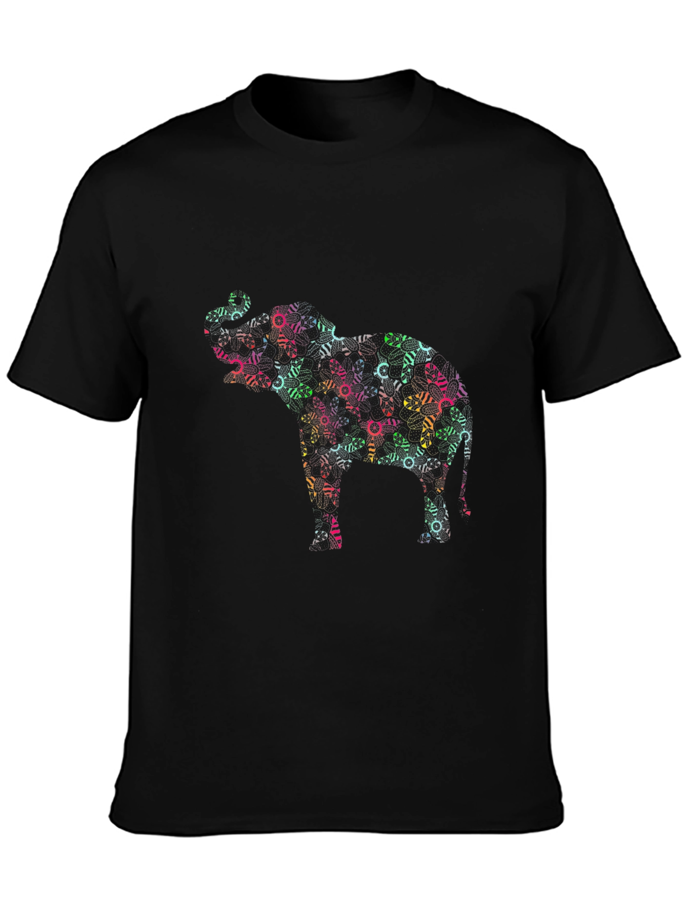 Abstract Elephant Graphic Black T-Shirt