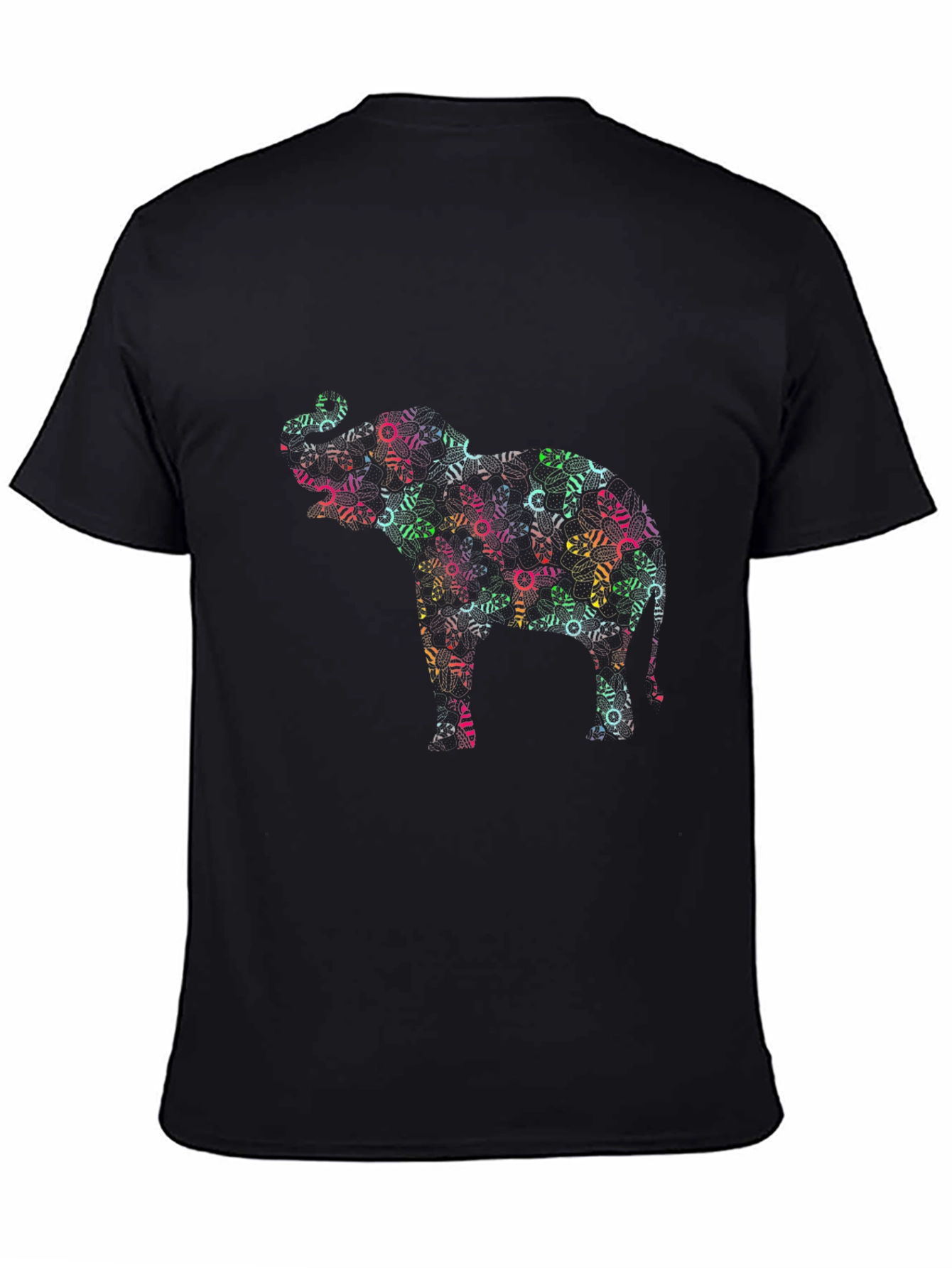 Abstract Elephant Graphic Black T-Shirt