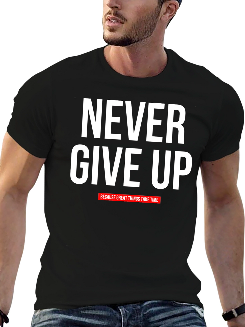 Never Give Up Motivational Graphic T-Shirt