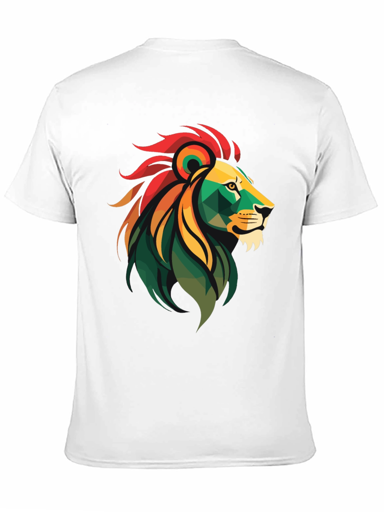 Geometric Lion Head Graphic Tee - Black
