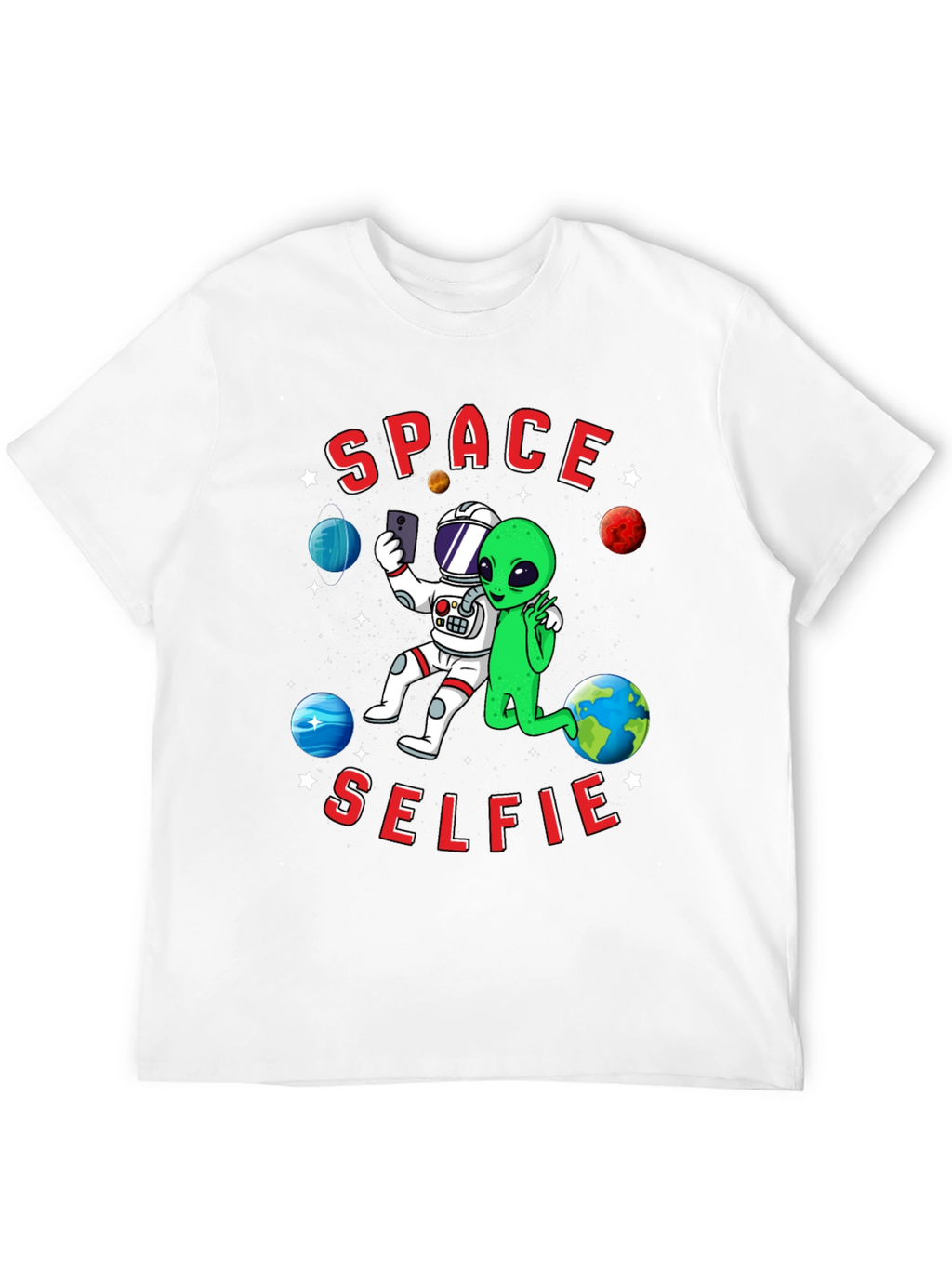 Space Selfie T-Shirt - Astronaut & Alien Graphic Tee
