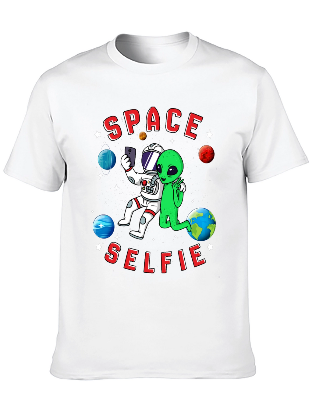 Space Selfie T-Shirt - Astronaut & Alien Graphic Tee